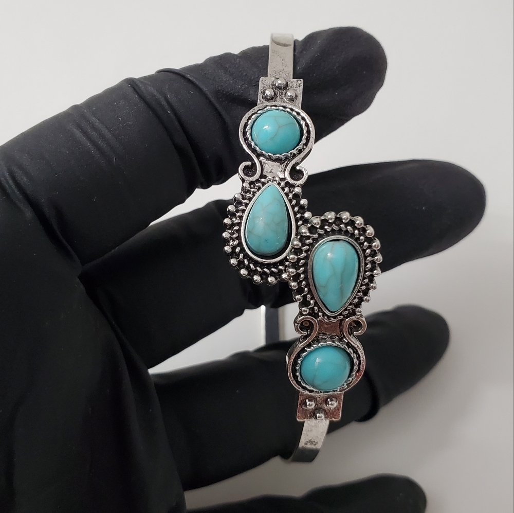 Silver Turquoise Bangle Bracelet